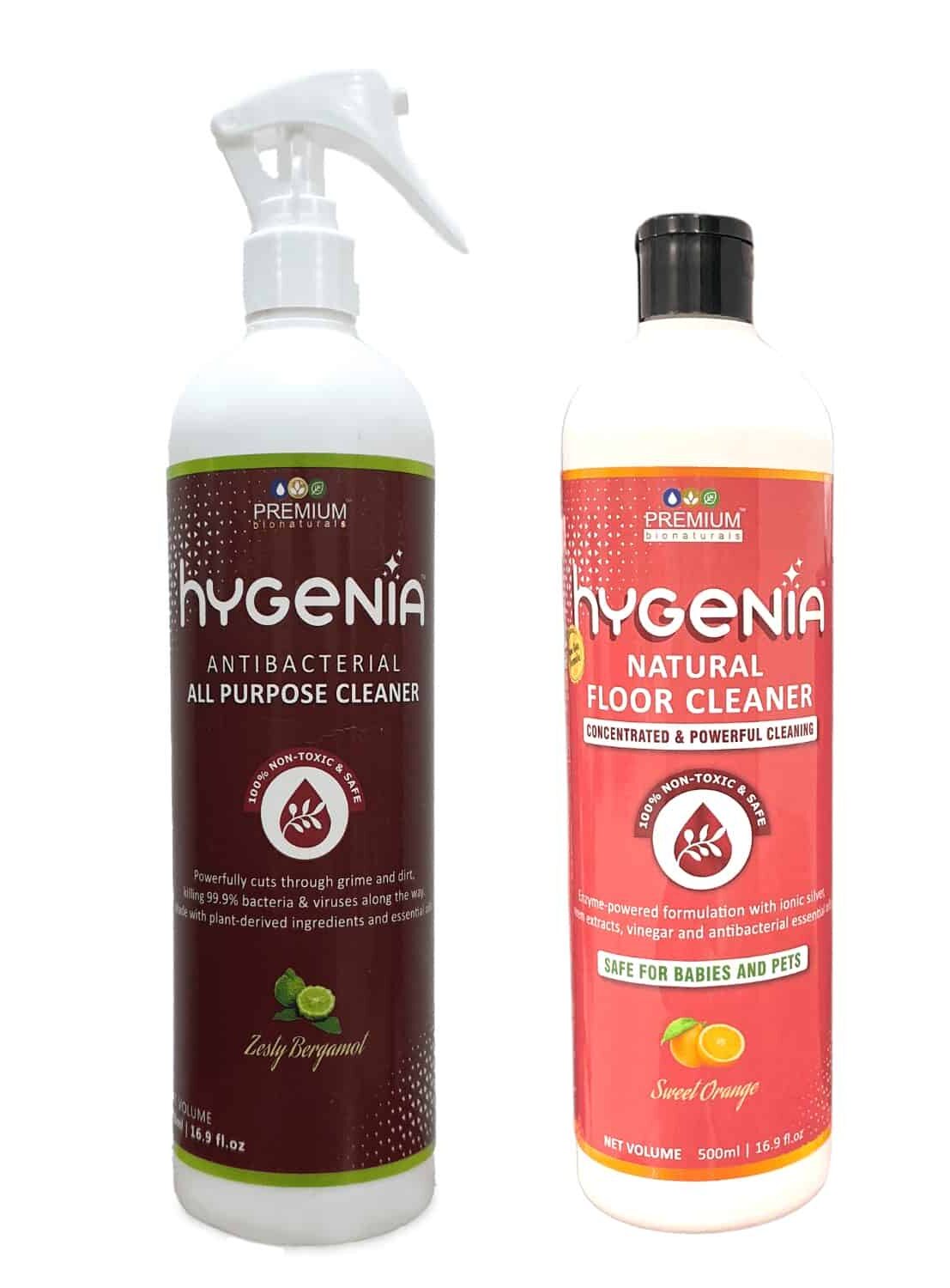 Hygenia Antibacterial All Purpose Cleaner & Natural Floor Cleaner Combo – Bergamot | Sweet Orange 500ml