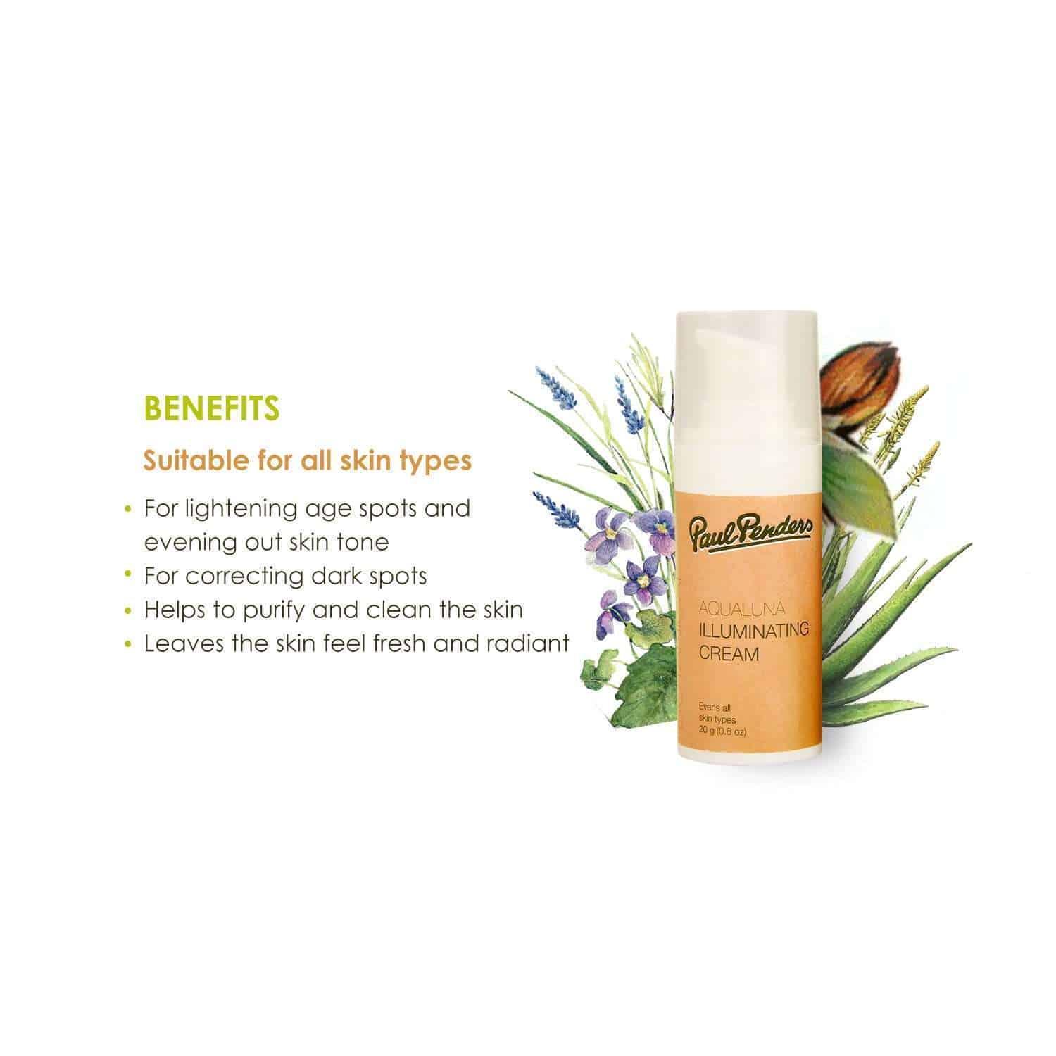 Paul Penders Aqualuna Illuminating Cream | Moisturizer For Treating Uneven Skin Tones | Anti Aging | Skincare 20g