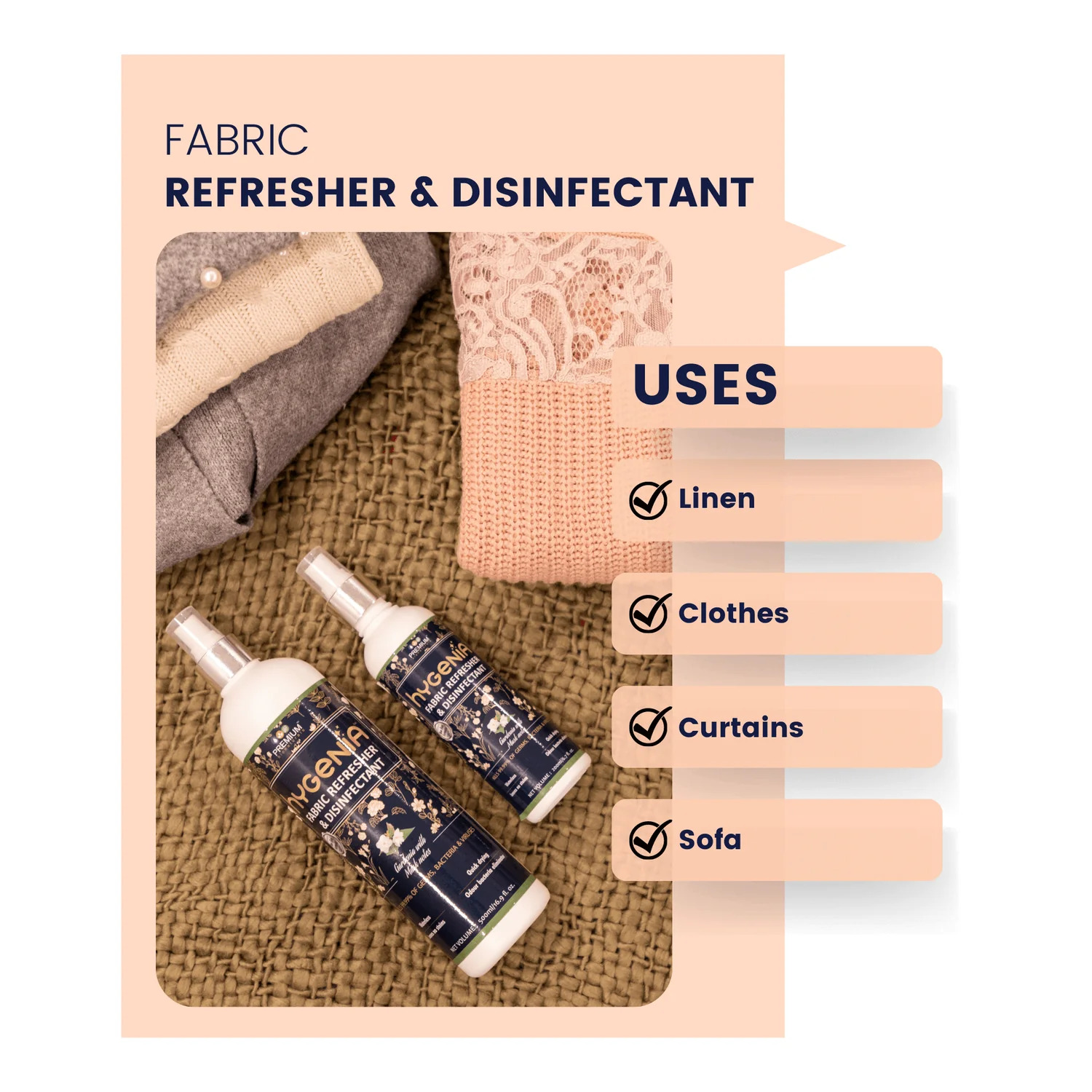 Hygenia Fabric Refresher & Disinfectant – Gardenia with Musk Notes