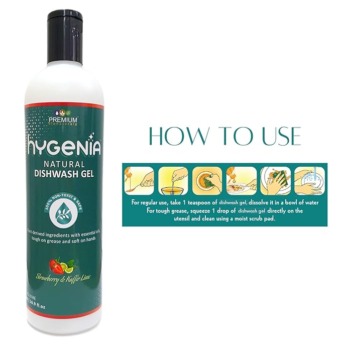 Hygenia Multipurpose Kitchen Cleaner & Natural Dishwash Gel – Cinnamon Vanilla | Strawberry Kaffir Lime 500ml
