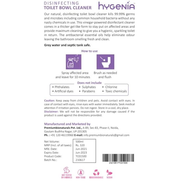 Hygenia Disinfecting Toilet Bowl Cleaner 500ml