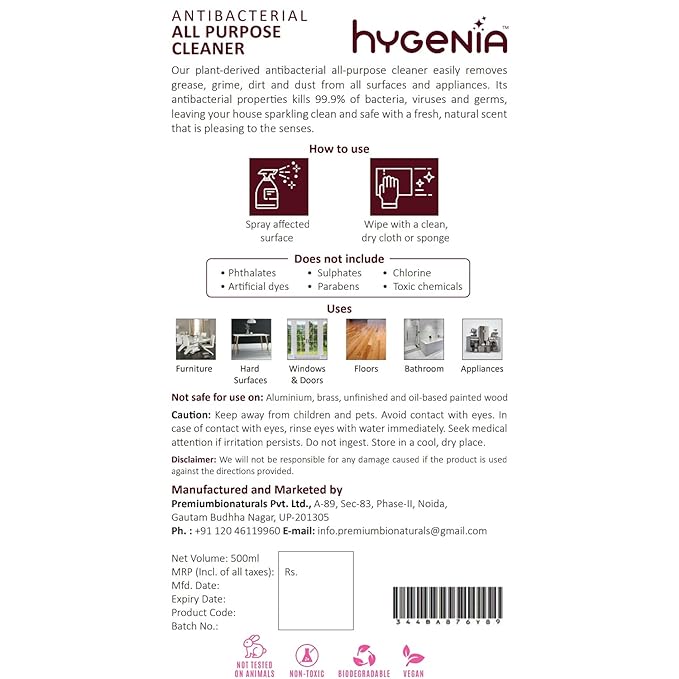 Hygenia Antibacterial All Purpose Cleaner – Calming Geranium | Fresh Pine 500ml