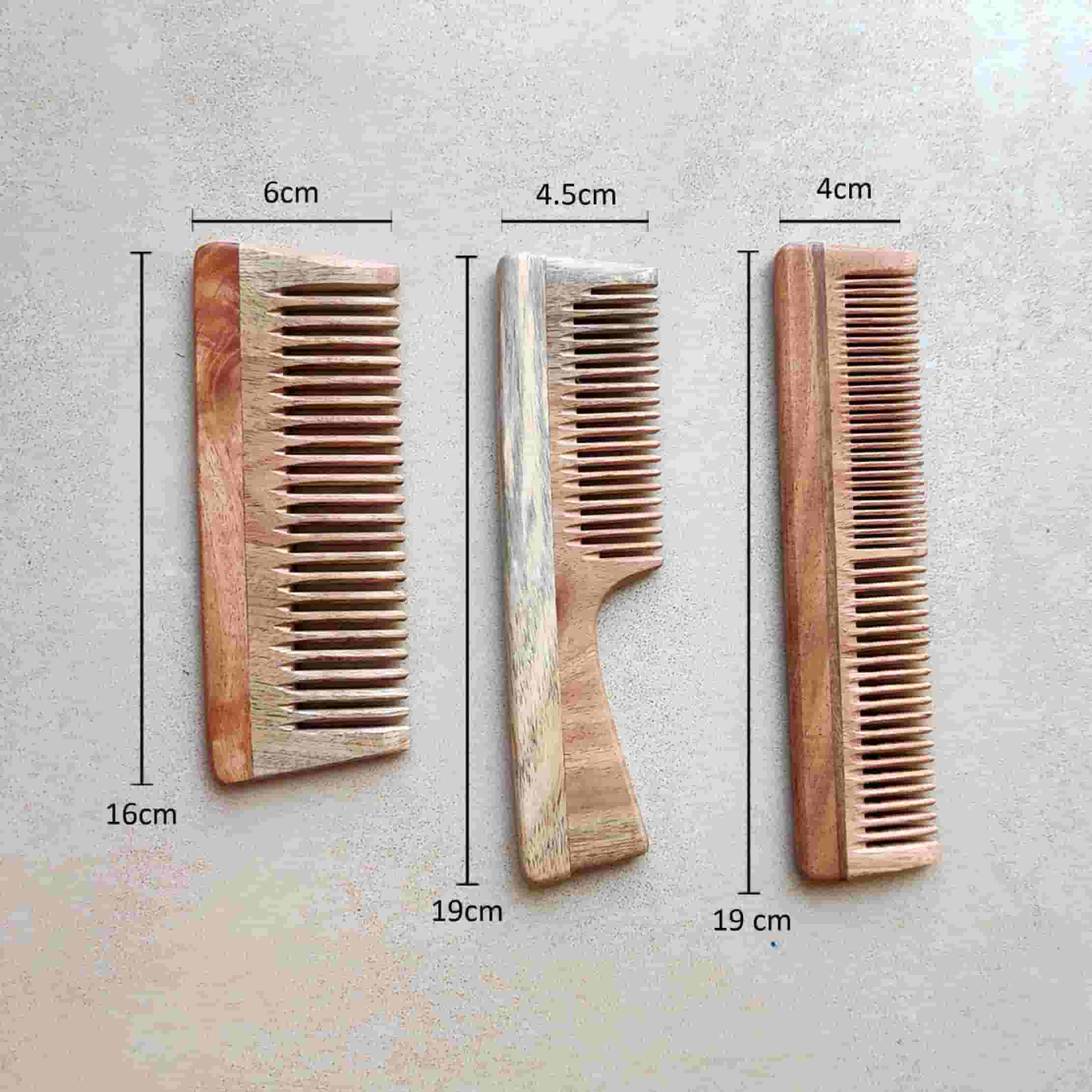 Neem Wood Comb – set of 3 by Green Foot Print