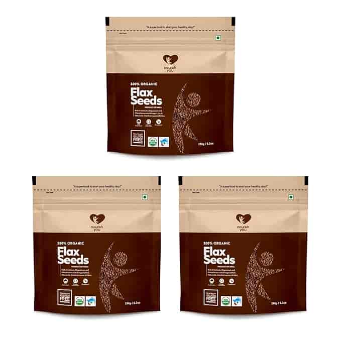 Organic Raw Flax seeds by Nourish you | (Pack of 3) | 150G each