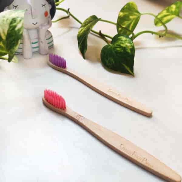 Natural Bamboo Kids Toothbrush (Assorted colours)2