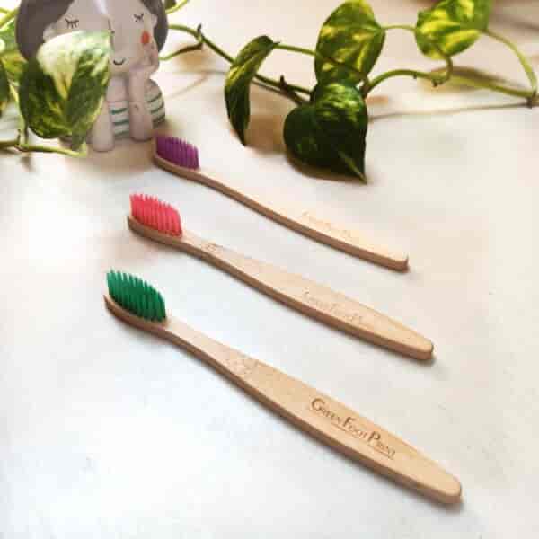 Natural Bamboo Kids Toothbrush (Assorted colours)4