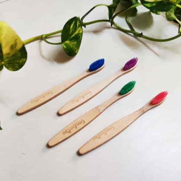 Natural Bamboo Kids Toothbrush (Assorted colours)5