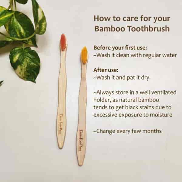 Natural Bamboo Toothbrush (Assorted)- pack of 2 by Green Foot Print.