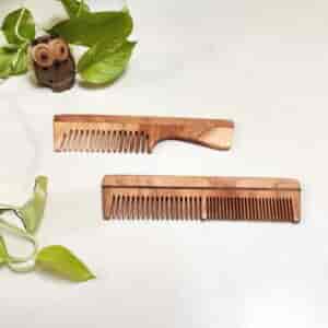Neem Wood Combs-Handle and Dual teeth 1