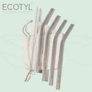 Stainless Steel Straw Bent 6mm Set of 4 Cleaner 1