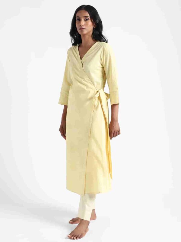 Organic Cotton Natural Dyed Womens Lemon Yellow Color Slim Fit Pants 4