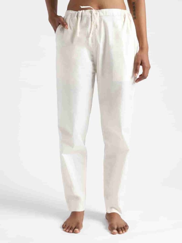 Organic Cotton Natural Dyed Womens Raw White Color Slim Fit Pants 1