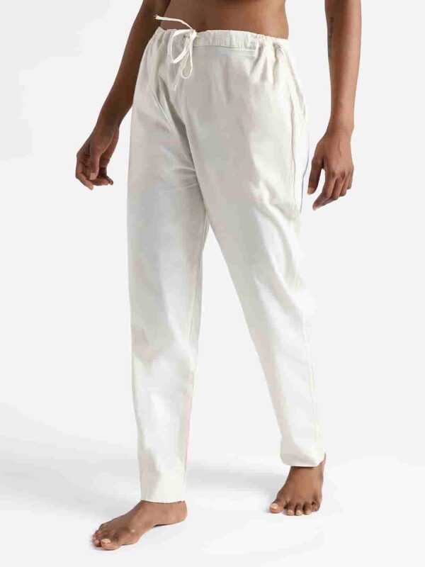 Organic Cotton Natural Dyed Womens Raw White Color Slim Fit Pants 2