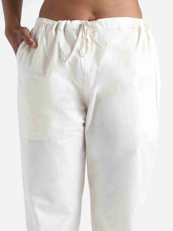 Organic Cotton Natural Dyed Womens Raw White Color Slim Fit Pants 5