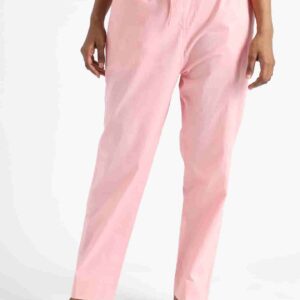 Organic Cotton Natural Dyed Womens Rose Pink Color Slim Fit Pants 1