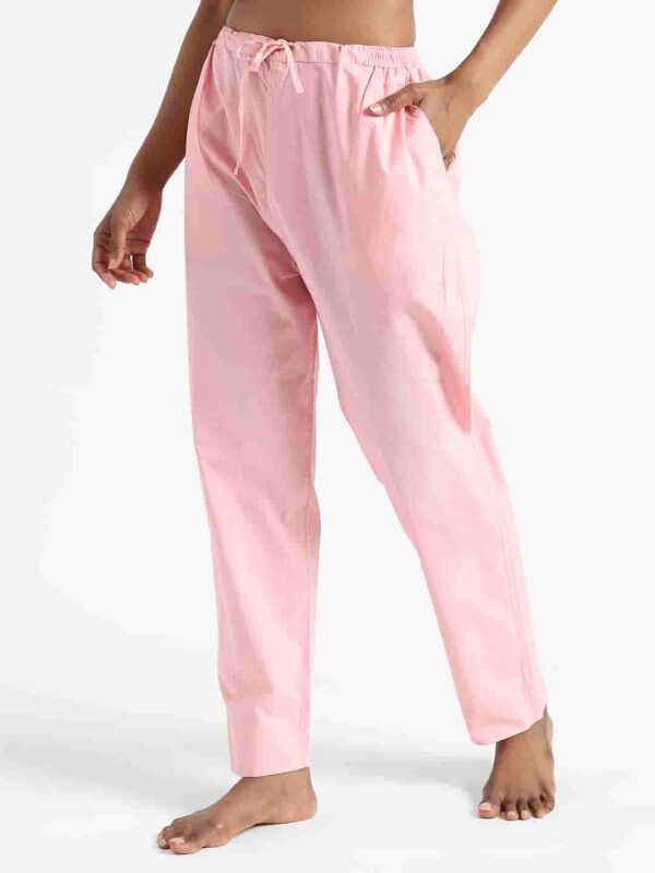 Organic Cotton Natural Dyed Womens Rose Pink Color Slim Fit Pants 2