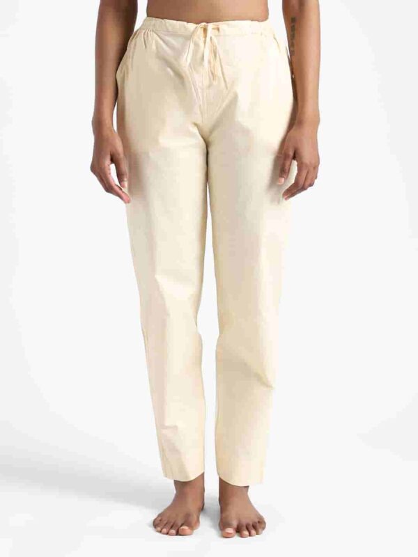Organic Cotton Natural Dyed Womens Rust Cream Color Slim Fit Pants 1