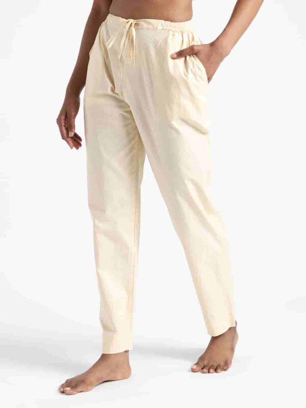 Organic Cotton Natural Dyed Womens Rust Cream Color Slim Fit Pants 2