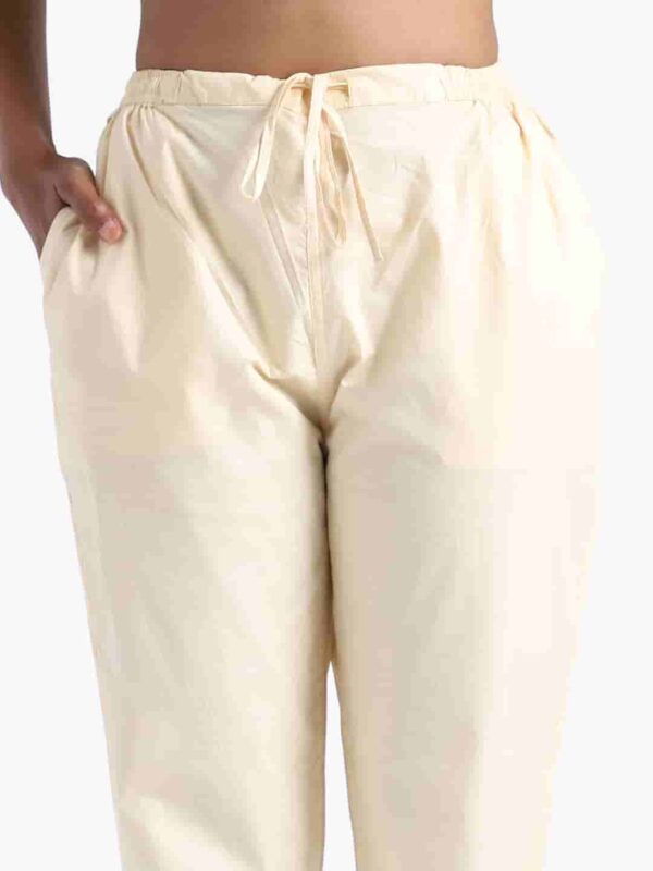 Organic Cotton Natural Dyed Womens Rust Cream Color Slim Fit Pants 5