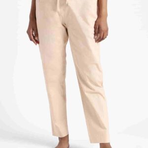 Organic Cotton Natural Dyed Womens Sandal Wood Color Slim Fit Pants 1
