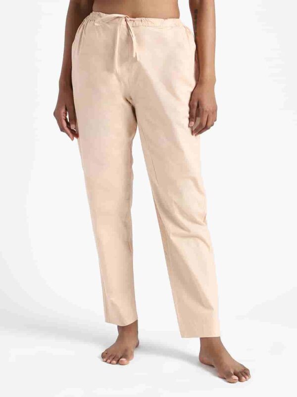 Organic Cotton Natural Dyed Womens Sandal Wood Color Slim Fit Pants 1