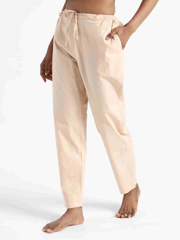 Organic Cotton Natural Dyed Womens Sandal Wood Color Slim Fit Pants 2