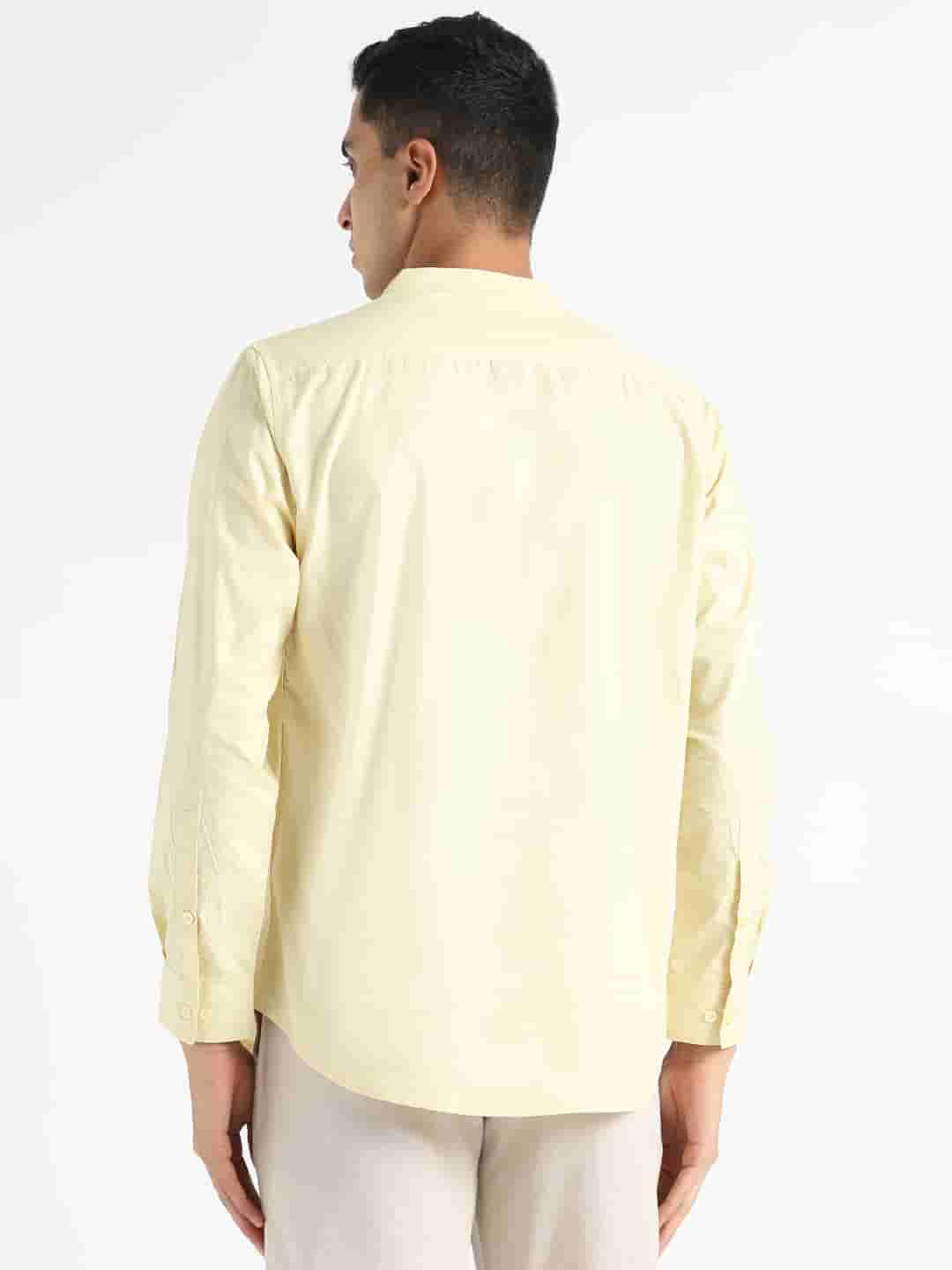 Organic Cotton & Naturally Dyed Mens Round Neck Lemon Yellow Shirt by Livbio
