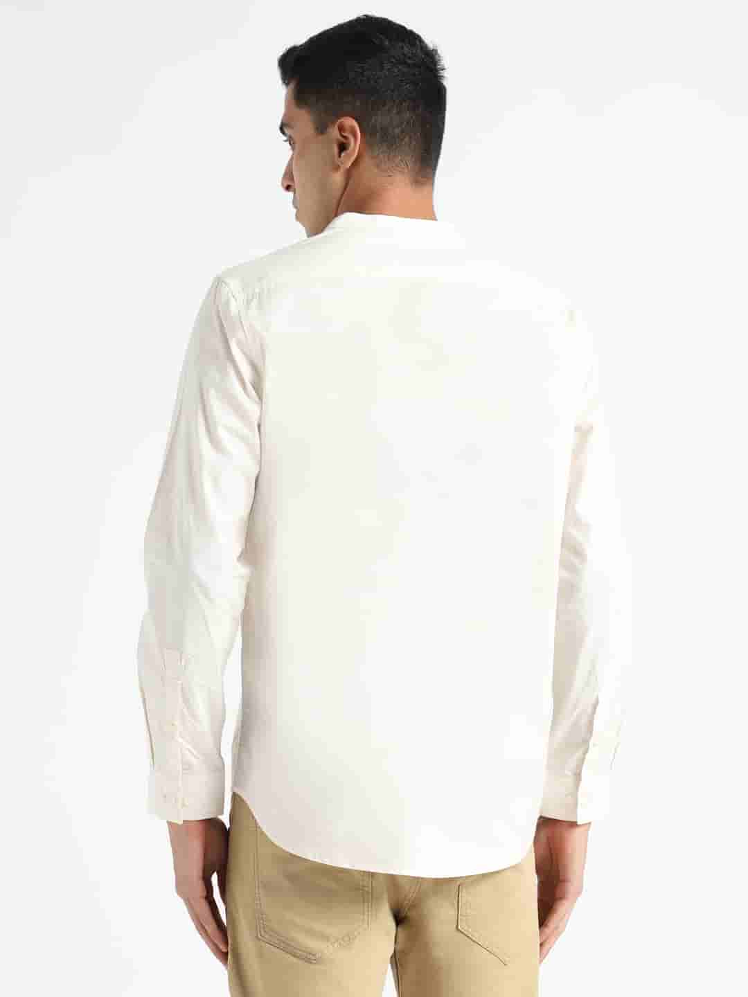Organic Cotton & Naturally Dyed Mens Round Neck Light Cream Shirt by Livbio