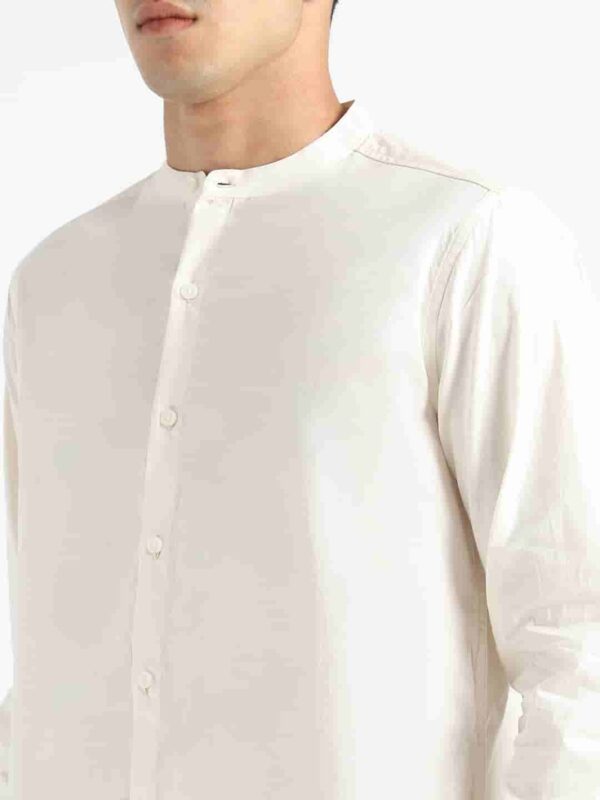 Organic Cotton Naturally Dyed Mens Round Neck Light Cream Shirt 5