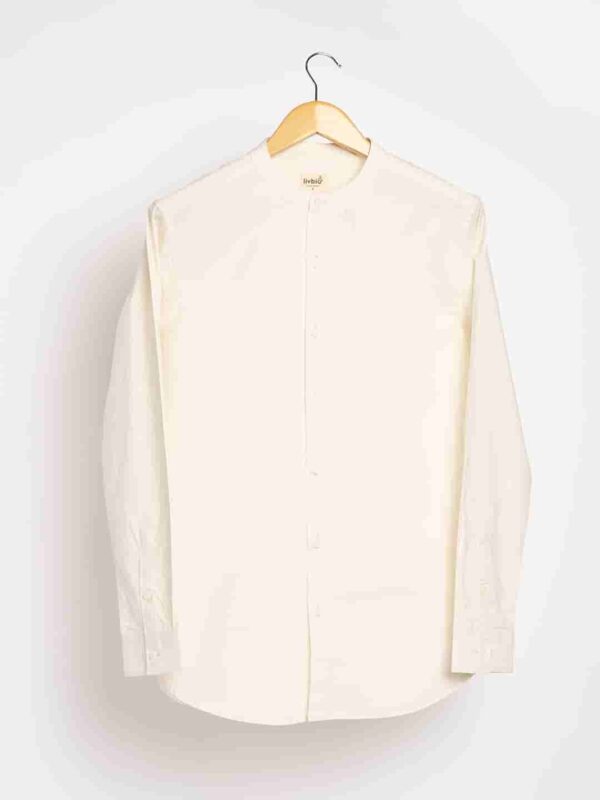 Organic Cotton Naturally Dyed Mens Round Neck Light Cream Shirt 7 1