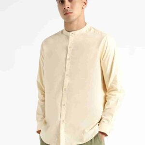 Organic Cotton Naturally Dyed Mens Round Neck Pale Apricot Shirt 1