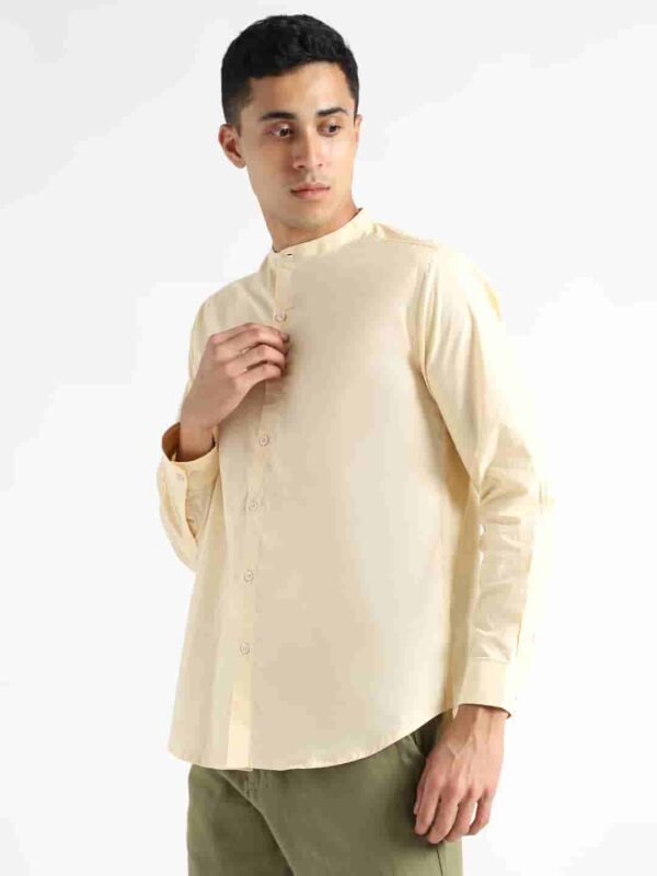 Organic Cotton Naturally Dyed Mens Round Neck Pale Apricot Shirt 2