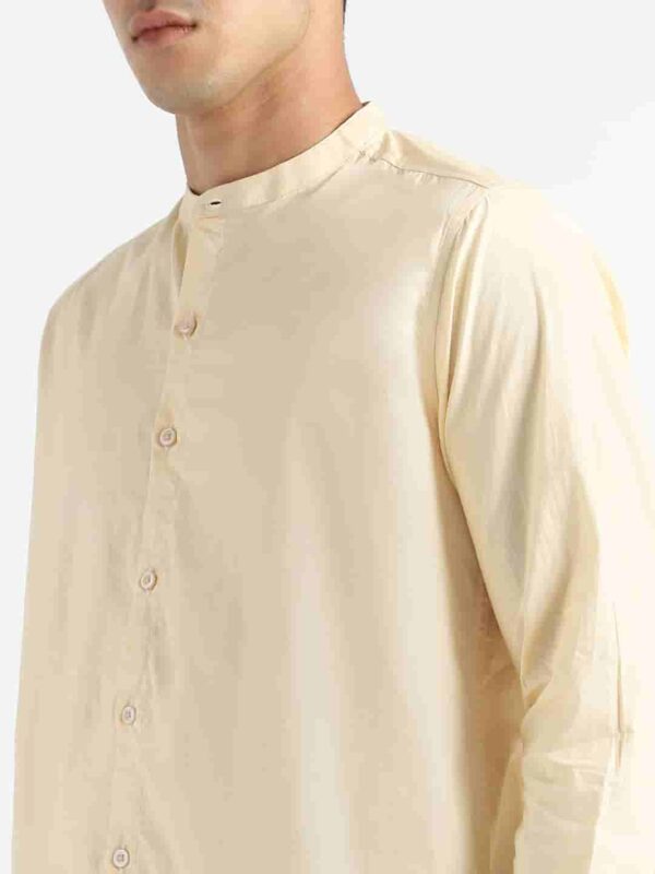 Organic Cotton Naturally Dyed Mens Round Neck Pale Apricot Shirt 5