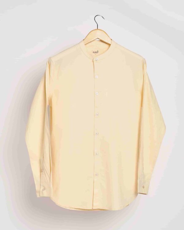 Organic Cotton Naturally Dyed Mens Round Neck Pale Apricot Shirt 7 scaled