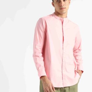 Organic Cotton Naturally Dyed Mens Round Neck Pink Shirt 1