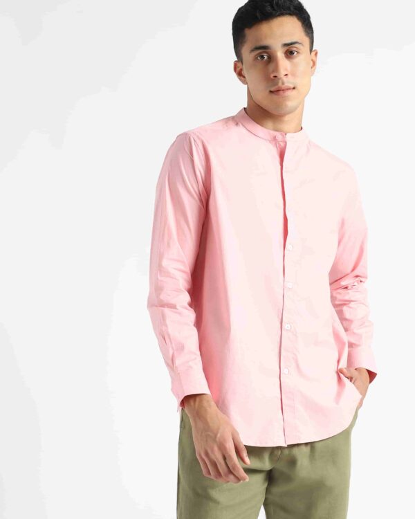 Organic Cotton Naturally Dyed Mens Round Neck Pink Shirt 1 scaled