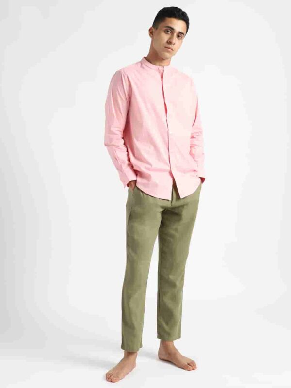 Organic Cotton Naturally Dyed Mens Round Neck Pink Shirt 4