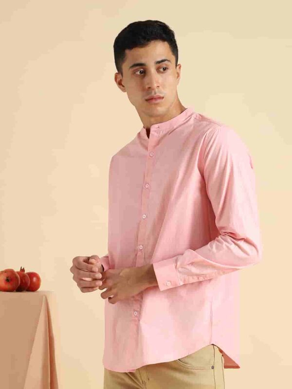 Organic Cotton Naturally Dyed Mens Round Neck Pink Shirt 6