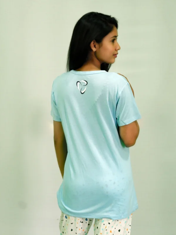Chillax Print Air Blue T-shirt & Tofu Pant Night Dress